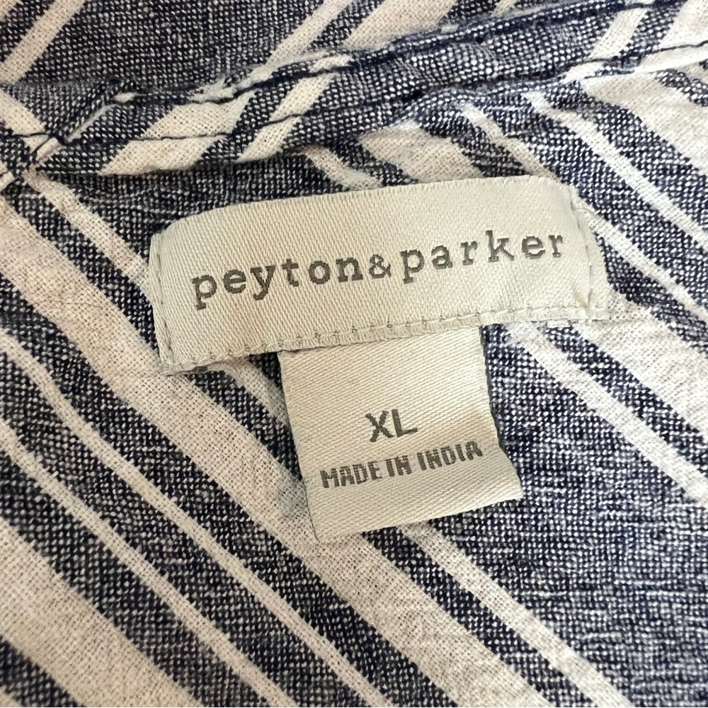 Peyton & Parker Linen Blend Blue/White Vertical Stripe Mini Shift Dress Size XL - Picture 8 of 10
